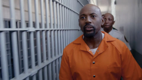 Romany Malco caught on the camera while acting for a series.